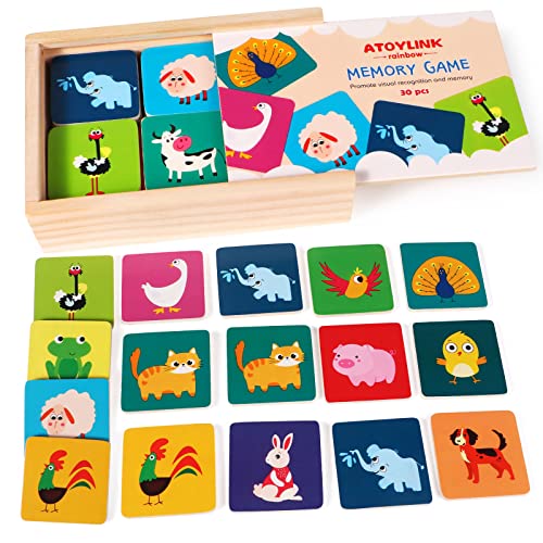 Toyssa 30Stk Holz Memory Spiel für Kinder ab 2 3 4 Jahre Tiere Lernspiele Memospiel Kartenspiel Montessori Spielzeug Pädagogisches Kinderspiel für Jungen Mädchen Toyssa 30Stk Holz Memory Spiel für Kinder ab 2 3 4 Jahre Tiere Lernspiele Memospiel Kartenspiel Montessori Spielzeug Pädagogisches Kinderspiel für Jungen Mädchen von Toyssa