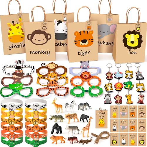 Toyssa Dschungel Tiere Mitgebsel Kindergeburtstag Jungs mit Geschenktüten Silikonarmband Schlüsselanhänger Partybrillen, Zoo Piñata Füllung Give Aways Mitbringsel für Jungen Mädchen Kinder Toyssa Dschungel Tiere Mitgebsel Kindergeburtstag Jungs mit Geschenktüten Silikonarmband Schlüsselanhänger Partybrillen, Zoo Piñata Füllung Give Aways Mitbringsel für Jungen Mädchen Kinder von Toyssa