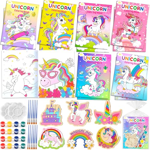 Toyssa Einhorn Party Mitgebsel Kindergeburtstag Gastgeschenke mit Malbuch Bastelset Geschenktüten Farbe, Einhorn Give Aways Mitbringsel Kindergeburtstag für Kinder Mädchen von Toyssa