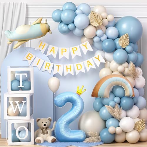 Toyssa Geburtstagsdeko 2 Jahre Junge Blau, Deko 2. Geburtstag Junge mit Ballonbox Folienballons Happy Birthday Girlande, Luftballon Girlande Blau für Zweiter Geburtstag Kinder Toyssa Geburtstagsdeko 2 Jahre Junge Blau, Deko 2. Geburtstag Junge mit Ballonbox Folienballons Happy Birthday Girlande, Luftballon Girlande Blau für Zweiter Geburtstag Kinder von Toyssa
