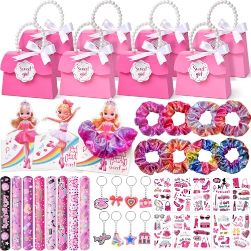 Toyssa Rosa Party Mitgebsel Kindergeburtstag Gastgeschenke mit Geschenktüten, Haargummis, Schlüsselanhänger, Tattoos, Give Aways Mitbringsel Kindergeburtstag für Kinder Mädchen von Toyssa