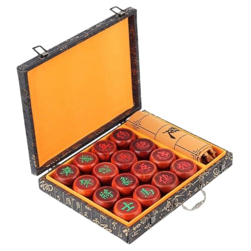1 Satz Chinesisches Schachspiel Set aus Holz Traditionelles Schachbrett mit Verarbeitung für Erwachsene und Tragbarem Design und Stabiler Aufbewahrung von Toyvian