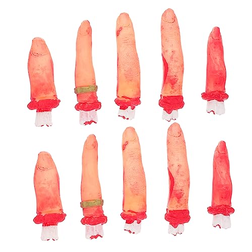 10Stücke Teiliges Abgetrennter Blutfinger für Halloween Gruselige Requisite für Partys und Geisterhäuser Realistische Dekoration für Schockierende Effekte 10Stücke Teiliges Abgetrennter Blutfinger für Halloween Gruselige Requisite für Partys und Geisterhäuser Realistische Dekoration für Schockierende Effekte von Toyvian