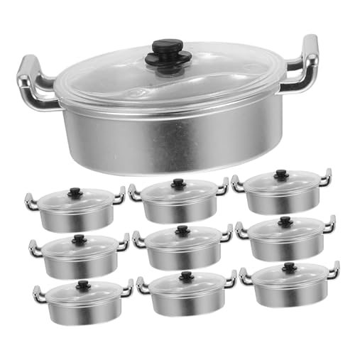 10Stücke Teiliges Hot Pot Set für Puppenhaus Realistisches Kochspielzeug mit Leicht zu Reinigenden Töpfen Interaktives Zubehör für Kinderküchen Fördert Soziale von Toyvian