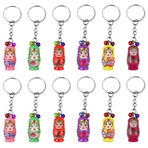 12 Stück Russische Matroschka Schlüsselanhänger Aus Holz, Mini Puppen Anhänger Für Schlüssel, Taschen Und Rucksäcke, Buntes Design, Partygeschenk Und Dekoration 12 Stück Russische Matroschka Schlüsselanhänger Aus Holz, Mini Puppen Anhänger Für Schlüssel, Taschen Und Rucksäcke, Buntes Design, Partygeschenk Und Dekoration von Toyvian