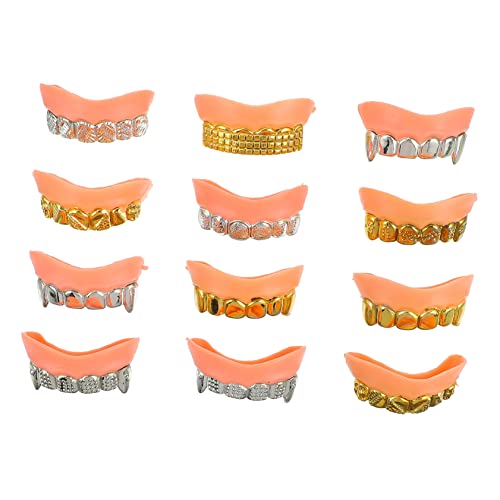 12Stücke Teiliges Halloween Kostüm Requisiten mit Zombie Zahnersatz Lustige Falsche Zähne für Partys Accessoires für Halloween Dekorationen und Cosplay von Toyvian