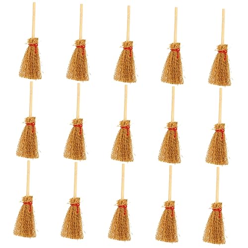 15Stücke Besen Dekoration Halloween und Weihnachts Deko für Mini Häuser Accessoires für Hexen und DIY Projekte für Altersgruppen von Toyvian