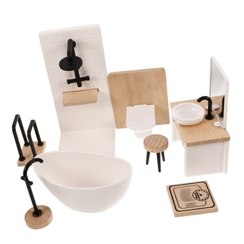 1Satz Badezimmer Set für Puppenhaus Teiliges Zubehör Realistische Badezimmermöbel für Kreative Spielwelten und Familienaktivitäten von Toyvian