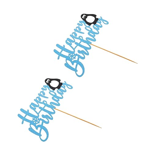 2 Stück Torten Einleger Karten Dekorative Dessert Picks für Geburtstagsfeiern Personalisiertes Party Zubehör mit Pinguin von Toyvian