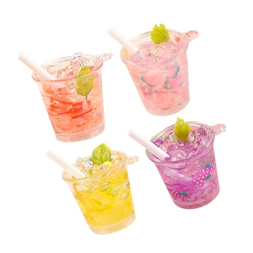 4 Stück Getränke Resin Fake Beverage für Puppenhaus Dekoration Getränke für Mini DIY Mikrolandschaft Puppenhaus Zubehör von Toyvian