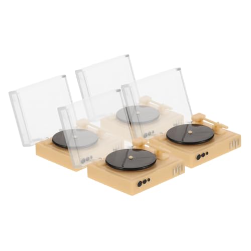 4-teiliger DIY-Miniatur-cd-Player Für Puppenhäuser: Winziges Plattenspielermodell Für Wohnzimmer Und Schlafzimmer Im Puppenhaus – Mini-hausmöbeldekor von Toyvian