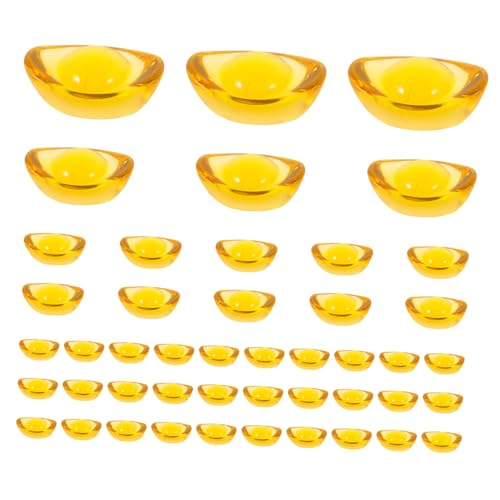 46 Stück Goldene Ingots Mini Puppenhaus Zubehör für DIY Mikro Landschaftsdekoration Realistische Goldene Ornamente zur des Wohlstands für Festliche Anlässe von Toyvian