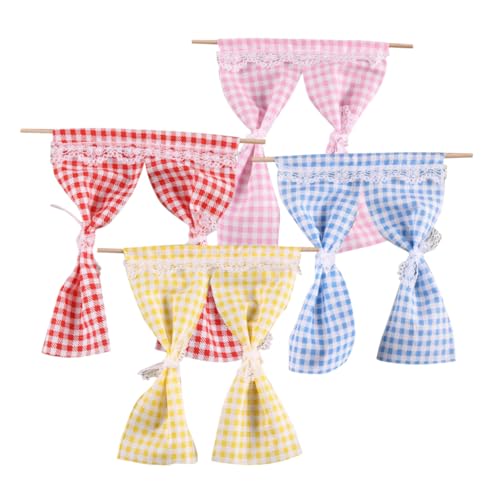 4Stücke Vorhangmodell für Puppenhäuser Teiliges Set und Leicht zu Installieren Langlebig und Kreative DIY Puppenhausprojekte von Toyvian