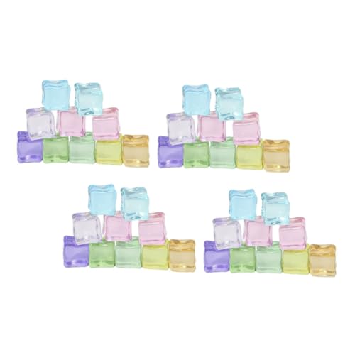 50 Stück Luminous Fake Ice Cubes Wiederverwendbare Resin Eiswürfel für Hochzeiten Fotografie und Dekoration Geschmacklos Translucent und Leuchtend der Dunkelheit von Toyvian