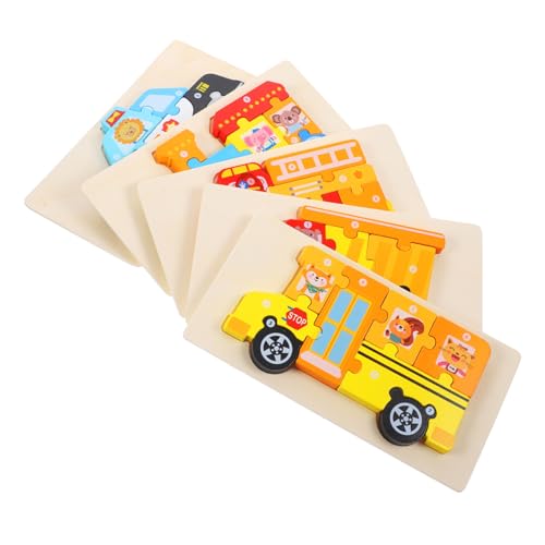 5Sätze Holz Puzzle Spielzeugset für Teiliges Lernspielzeug mit Müllwagen Bus Zug und Polizei für Frühes Lernen und Entwicklung von Feinmotorik 5Sätze Holz Puzzle Spielzeugset für Teiliges Lernspielzeug mit Müllwagen Bus Zug und Polizei für Frühes Lernen und Entwicklung von Feinmotorik von Toyvian