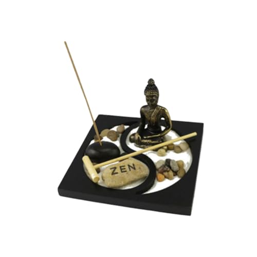 Toyvian Buddha Statue Zen Garten Sand Tray Dekoratives Sandspiel für Büro Home Office Meditation Kreatives Feng Shui mit Zufälligem Farbe Rake Zufällige Farbe von Toyvian