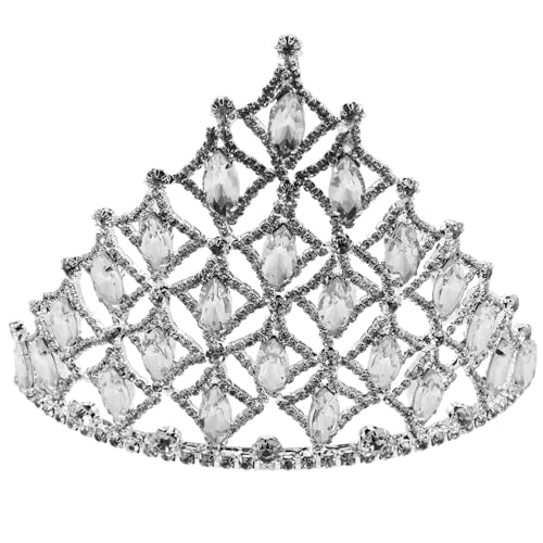 Schönheitswettbewerb-Krone Braut-Tiara-Kronen Krone Für Frauen Kronen-Haarschmuck Kristall Tiara Kristall-Tiara-Kronen Hochzeit Kopfschmuck Frauen-mädchen-Tiara Silver Glas Toyvian von Toyvian
