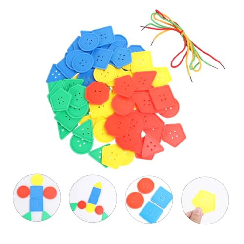 Toyvian 1 Button-Bausteine plasure bastelzeug Snowflake knopersriegel laufstall Toy die bescherung holzstücke Schneeflocken-Knopfblöcke geometrische Knopfblöcke Blöcke einfädeln von Toyvian