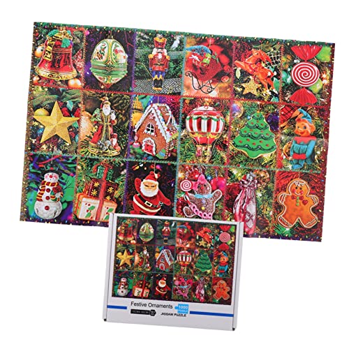 Toyvian 1 Karton 1000 Stück Weihnachtspuzzle Weihnachtsszene Puzzles Weihnachtsmann Puzzles Weihnachts-bodenpuzzle Weihnachts-Intelligenz-Puzzle-Spielzeug Geschenk Grinsen Kind Papier Groß von Toyvian