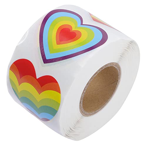 Toyvian 1 Rolle Regenbogen-Herz-Aufkleber Etiketten Inhaber Funkeln Individueller Vinylaufkleber Geschäft Aufkleber Edelsteine Karte Brief Stolz-Aufkleber Regenbogenaufkleber Herzaufkleber von Toyvian