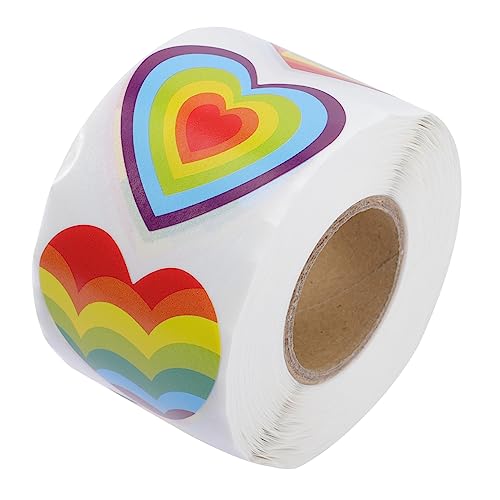 Toyvian 1 Rolle Regenbogen-Herz-Aufkleber Karte Geschäft funkeln Etiketten Inhaber Scrapbooking Sticker Scrapbook Stickers briefumschläge herzförmige Aufkleber Pride-Regenbogen-Aufkleber von Toyvian