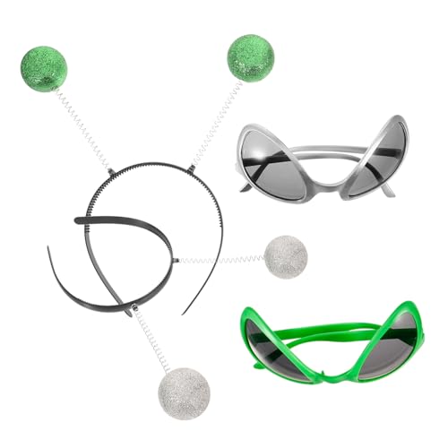 Toyvian 1 Satz Alien Kostüm Zubehör Alien Stirnband und Brille Lustiges Haarreif Accessoire für Karneval Partys und Fotografie für Erwachsene und Langlebig und Sicher der Anwendung von Toyvian
