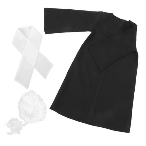 Toyvian 1 Satz Anwaltsuniform-Perückenset spielsachen Rollenspiel Gestell Auto Schlüsselanhänger süß Zauberstab Richterkostüm für Kopfbedeckungsperücke Polyester Black von Toyvian