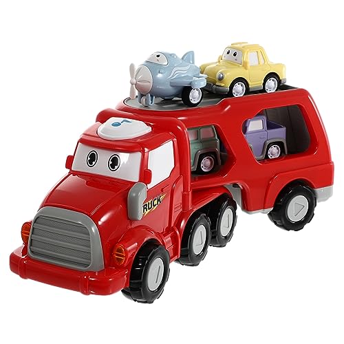 Toyvian Trägheitsspielzeug Für Jungen Und Mädchen 1 Satz Sound-Light-Engineering-autospielzeug Roter Pull-Back-Truck Für Jungen Kleinkinder von Toyvian