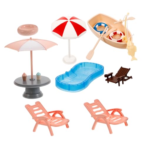 Toyvian 1 Satz Dollhouse mit Strandliege Sonnenschirm und Schwimmring für DIY Feengarten Dekorationen Toyvian 1 Satz Dollhouse mit Strandliege Sonnenschirm und Schwimmring für DIY Feengarten Dekorationen von Toyvian