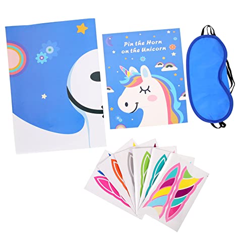 Toyvian 1 Satz Einhorn-Aufkleber kinderspielzeug einladungskarten lustiges spielset Einhorn-Partyspiel- Einhorn-Spiele für Kinderpartys Papier Blue von Toyvian