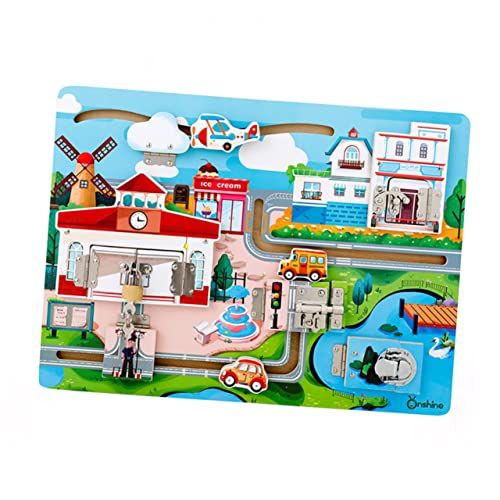Toyvian 1 Satz Freischalten Kreativ Montessori-lernspielzeug Lernen Schlösser Schalte Toy Cognitive Board Kognitive Tafel Frühpädagogisches Hölzern von Toyvian
