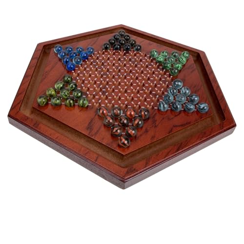 Toyvian 1 Satz Hexagon Holz Checkers Label Chinese Chess dartscheibe für Kleinkinder ab 1 Jahr kinderl Desktop Dame Spiel Chinesische Dame aus Holz Glas Brown von Toyvian
