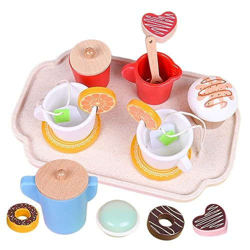 Toyvian 1 Satz Holzspielzeug Afternoon Tea interaktives Tea Sets spielset Teeservice Kleinkindspielzeug für Mädchen Miniaturdekore Rollenspielzubehör Miniatur-Requisiten hölzern von Toyvian
