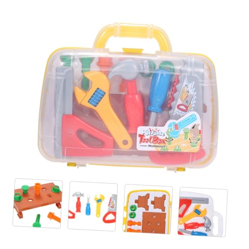Toyvian 1 Satz Kinderspielzeug Werkzeugkoffer- Kinderspiele Spielzeugbausatz Für Die Bauwerkstatt Rollenspielzubehör Aus Kunststoff Werkzeugkasten Brown Plastik von Toyvian