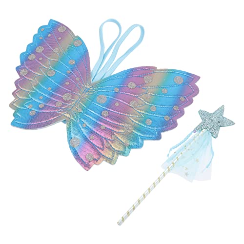 Toyvian 1 Satz Mädchenfeenflügel Zauberstäbe Halloween-Kinderfeenflügel feeflügeln Party mitgebsel Rave on laufstall Toy spielzeuge Kostümzubehör Handschaumstab Stoff Blue von Toyvian