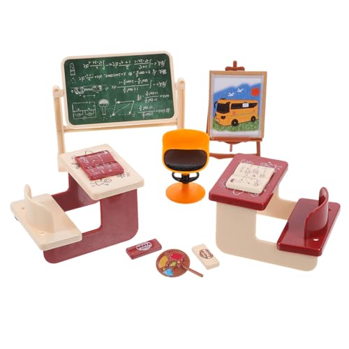 Toyvian Miniatur Puppenhaus Klassenzimmer Kit Mini Schreibtisch Modell Tafel Stühle Kinder Spielzeug Toyvian Miniatur Puppenhaus Klassenzimmer Kit Mini Schreibtisch Modell Tafel Stühle Kinder Spielzeug von Toyvian