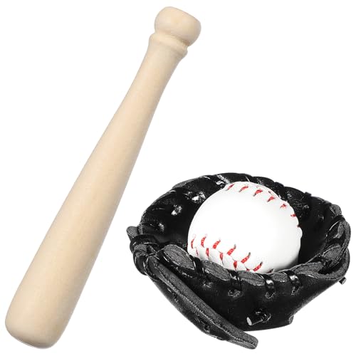 Toyvian 1 Satz Miniatur-baseballschläger, Handschuhe, Ball-Set, Dekoratives Simulationszubehör Für Kleine Häuser von Toyvian