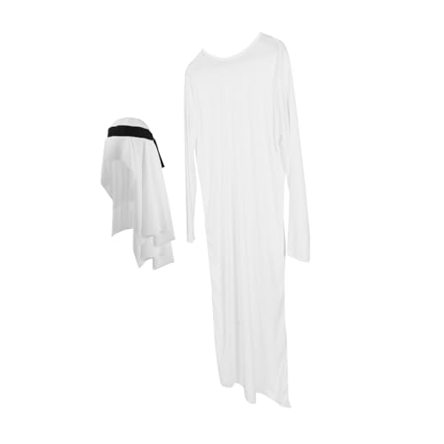 Toyvian 1 Satz Prince's Clothing Halloween Sultan Kostüm Kostüme arabische Kleidung Thobe Kleidung Dubai Gewand Maskerade Dekorationen für Party Arabisches Kostüm für Männer Polyester Weiß von Toyvian