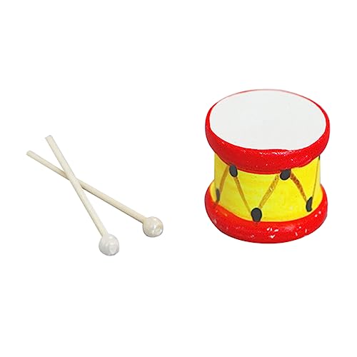 Toyvian 1 Satz Puppenhaus Drumsticks Musikalische Handtrommel Puppenhaus-Miniatur-Ornament Spielzeug Modelle Mini-Trommel Miniaturtrommel Möbel schmücken kleine Trommel Trommelstock von Toyvian