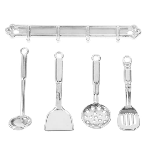 Toyvian 1 Satz Puppenhaus-Miniatur-Szenenmodell Puppenstuben-Küchenutensilien Puppen tun so, als würden sie Kochgeschirr Mini-Hausküchenwerkzeug Mini-Küchenrequisiten Metall Silver von Toyvian