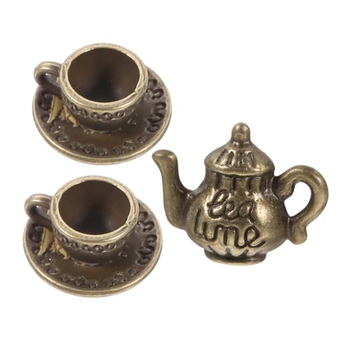 Toyvian Miniatur Teeservice für Puppenhaus Kleiner Teetasse und Teetassen aus Metall Puppenhaus Zubehör für Rollenspiele Realistisches Miniatur Küchenzubehör von Toyvian
