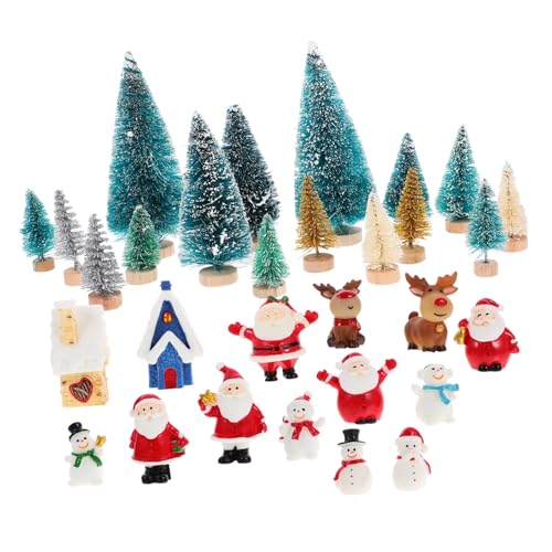 Toyvian 1 Satz Puppenhausdekoration Desktop-weihnachtsbaummodell Weihnachtsmann-Figur Mini-weihnachtsmann-rentierfigur Weihnachtsmärchengarten DIY Künstlich Hölzern Kleine Dekoration von Toyvian