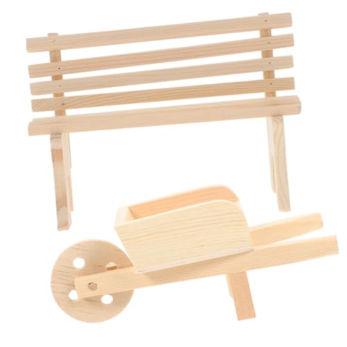Toyvian 1 Satz Puppenhausdekoration Mini klein Puppenstubenmöbel Dekoration Schlafzimmer Cute Decor wohnraumdeko holzspielzeug DIY Dekoration Toy car Holzbank-Ornament Puppenstuhl aus Holz von Toyvian