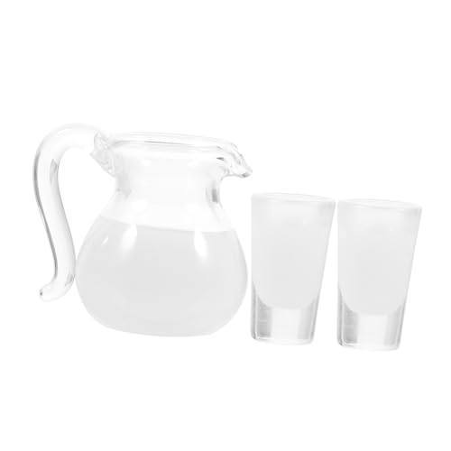 Toyvian Puppenhaus Mini Wasserkocher Und Tassen Set Spielset Mit Fake Drink Miniatur Küchenzubehör von Toyvian