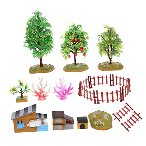 Toyvian 8-teiliges Tischdeko-Spielzeug Für Kinder – Simulation Eines Bauernhauses Obstbäumen Zauns Ideal Als Dekoration Für Zuhause von Toyvian