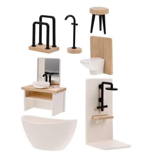 Toyvian 1:12 Miniatur Puppenhaus Badezimmer Set Puppenhaus Zubehör Möbel Für Spielen Decor Präsentieren von Toyvian
