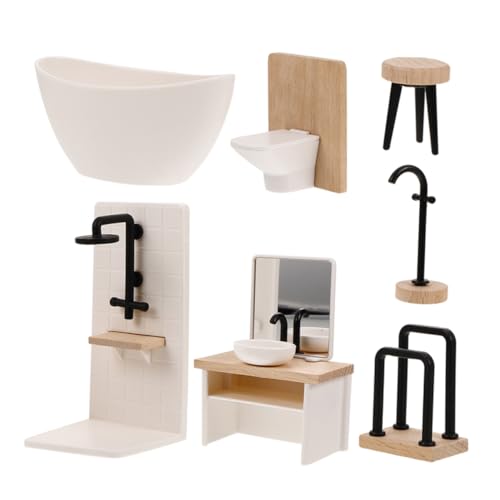 Toyvian 12: Puppenhaus-badezimmerset Miniatur-möbelset Für Puppenhaus-zubehör Dekoration Puppen-badezimmerset Unverzichtbares Miniatur-Badezimmer von Toyvian