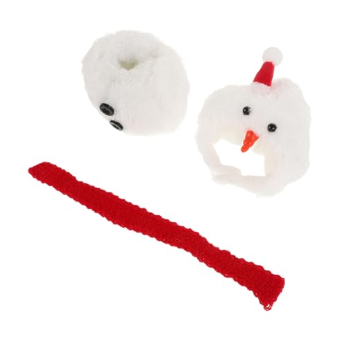 Toyvian 1 Satz Weihnachtsstrampler klein winzig Hüte Schal Mini weihnachtsbasteln weihnachtspuppe Puppenkleidung Schneemann-Zubehör Schneemannmützen zum Basteln Plüsch von Toyvian