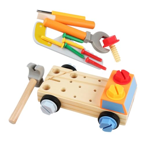 Toyvian 1 Satz Werkzeugkasten reparieren Kinderwerkzeug-Autospielzeug pädagogische Brettspiele Spielzeuge Spielzeug zusammenbauen Kinderspielzeug hölzern festziehen Klopfen Baby von Toyvian