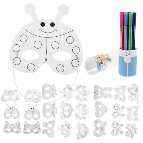 Toyvian 1 Set Diy-tiermasken-set Für Kinder Mit Aquarellstiften, Unfertige Papiermasken, Tierform, Unbemalte Maske, Kinder-diy-malmaterial Toyvian 1 Set Diy-tiermasken-set Für Kinder Mit Aquarellstiften, Unfertige Papiermasken, Tierform, Unbemalte Maske, Kinder-diy-malmaterial von Toyvian
